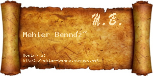 Mehler Bennó névjegykártya
